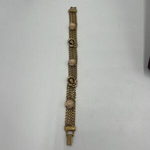 1960's Vintage Goldette Rose & Angel Bracelet - Jewelry Signed Gold Tone Madmen